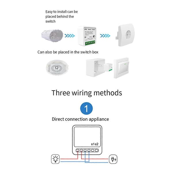 Tuya 16A MINI Wifi Switch DIY 1-Vägs Fjärrkontroll Timer Relä Automation för Smart Life Work White