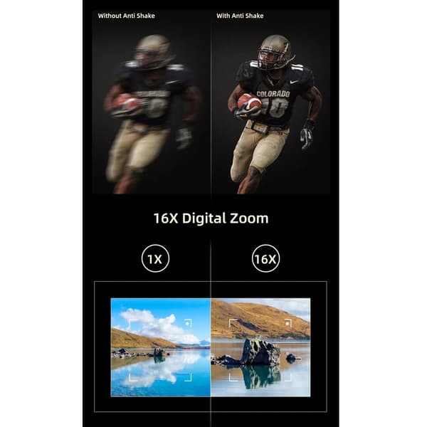 4K 48MP Digitalkamera, 3\" IPS Flip-skærm, Fast fokus, Sort, Vlogging-kamera