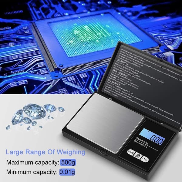 Professionell köksvåg med LCD-display Hög precision 0,01g-500g