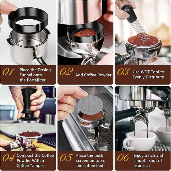 10-delars Espresso Kaffetillbehörsset, 58 mm Espresso Kaffepress Set, Aquaforge