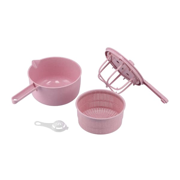 Manuell salladsdehydrator, grönsakstvättkorg, rosa, köksavlopp