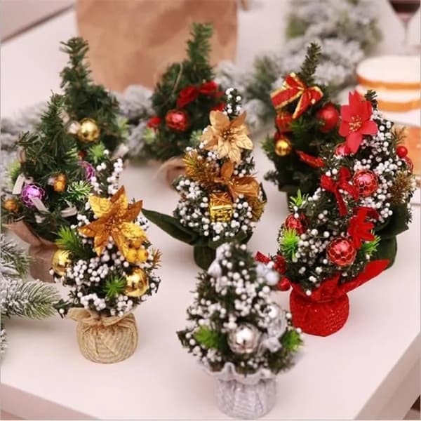 Mini juletre 20 cm, 3-pakning, skrivebordsdekorasjon, gave til barn