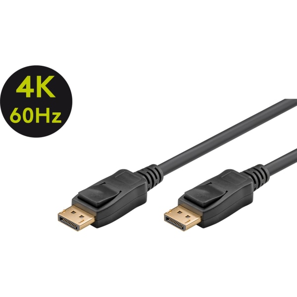 DisplayPort kabel, 2m, 4K Ultra HD 2160p (60 Hz), 1.2, guld svart 2 m