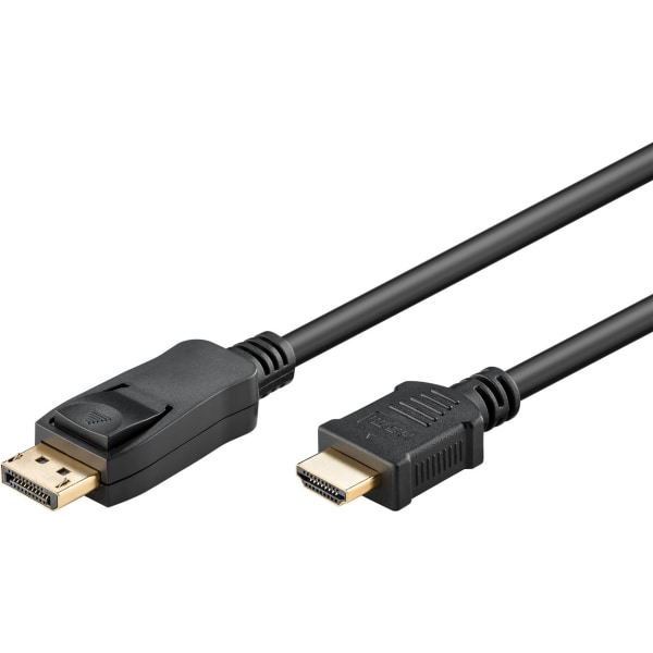 DisplayPort till HDMI kabel, 3m, 4K UltraHD i 30Hz, guld, Goobay svart 3 m
