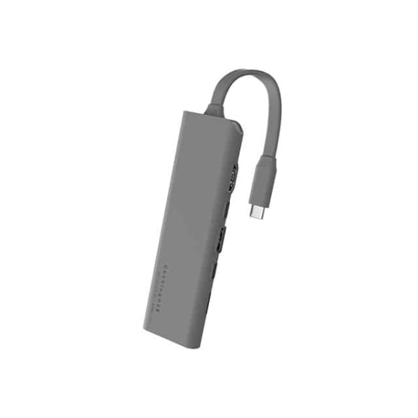 USB-C HUB: HDMI, USB-C, USB-A, USB-C (DC in), Micro-SD,Allocacoc Silver/ Grå