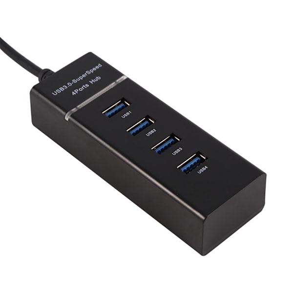 High Speed ​​4 Port USB 3.0 Hub Converter Adapter Bærbar Extender til Macbook kortlæser Sort