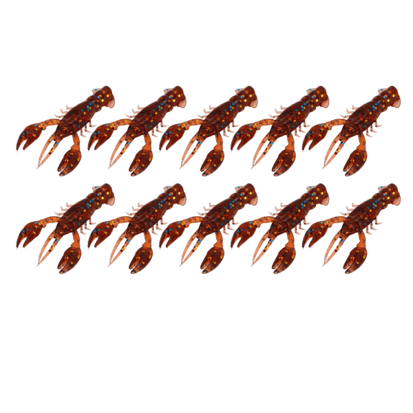 10 stk mykt fiske lokke Crawdad agn PVC reker kunstig mykt lokke agn for bassfiskeMørkebrun en pakke med ti