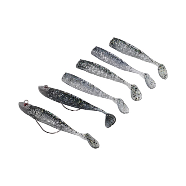 2 set silikon artificiellt fiskebete med 3D-ögon Mjukt fiskebete för saltvatten sötvatten Svartgrön