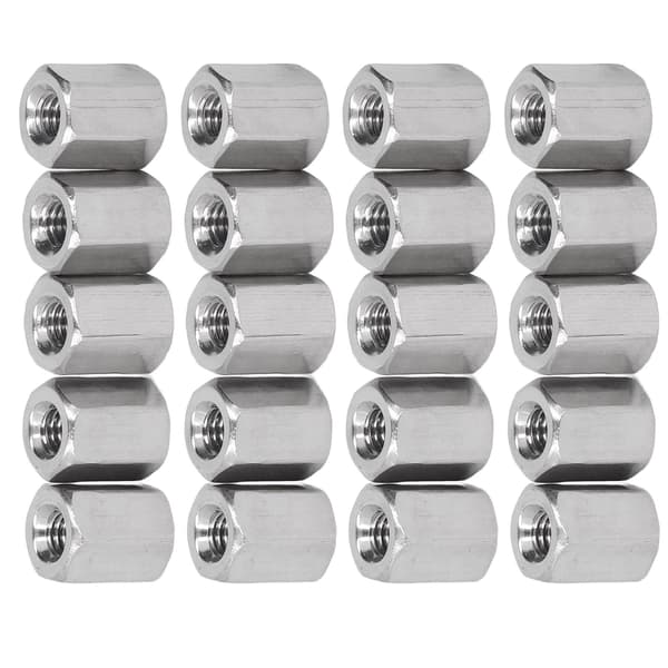20 STK. sekskantet koblingsmøtrik rustfrit stål rustfri M4 X 0,7 8 L10mm 6-sidede forbindelsesmøtrikker til installation