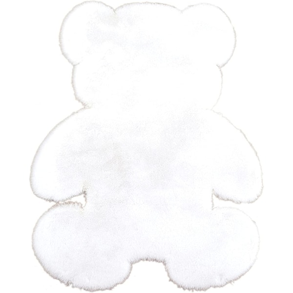 Fluffy tæppe, blødt tegneseriedyr plys tæppe, skridsikker dekorativ gulvmåtte (hvid, 75 * 105 cm),