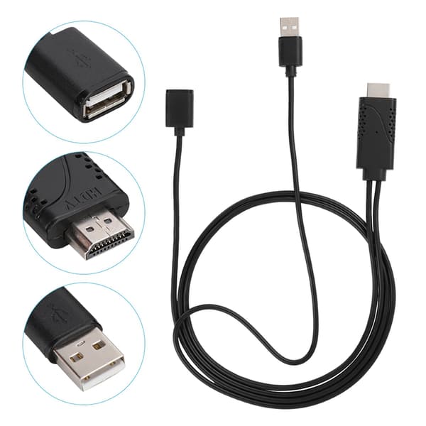 1080P USB till HDMI Adapterkabel för iPhone och Android - 2 i 1