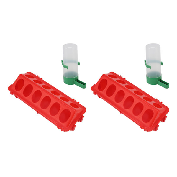2Set Flip Top Chick Birds Vattenmatare PP Kycklingtråg Automatisk Matare med Splatter Proof Cover Fjäderfä Utrustning L Vattenautomat 140ML