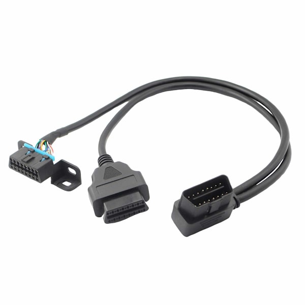 Rätvinklig universell OBD2 OBD II 16-stifts splitter Y öppen kabel