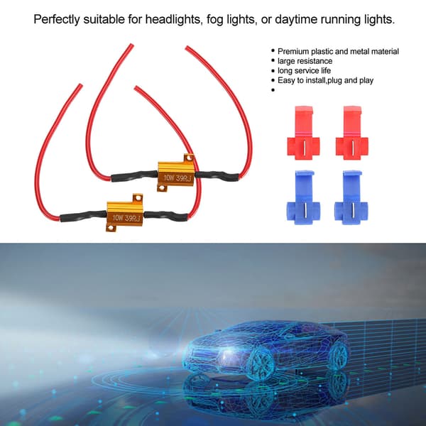 2 stk. Bil LED Dekoder Anti Hyper Flash Ingen Fejl Trådviklet Belastningsmodstand 10W 39Ω