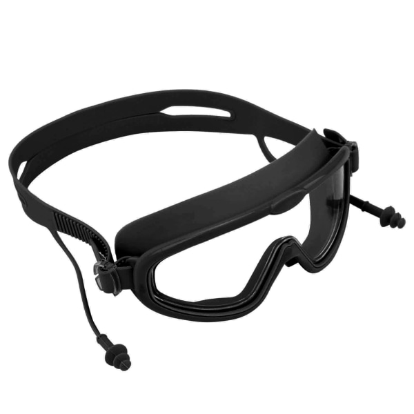 Lasten uimalasit korvatulpalla vedenpitävät AntiFog High Definition -sukelluslasit (musta teräväpiirto)