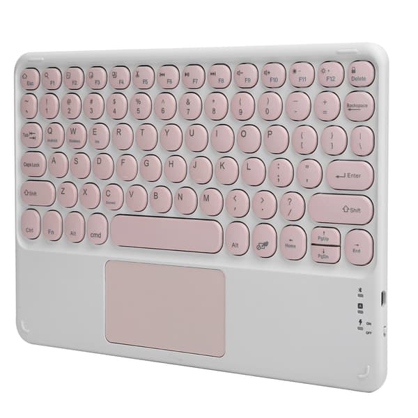 Bluetooth Tastatur Touchpad Rund Tastehætte Ergonomisk Design Stabil Forbindelse 10in Pink
