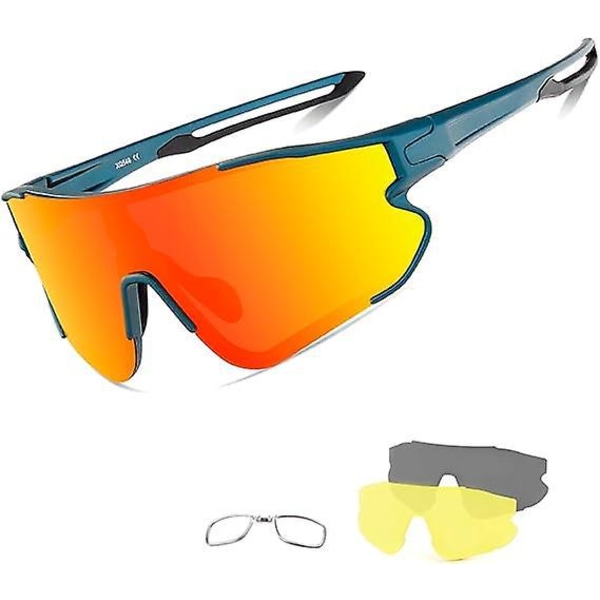 Cykelsolglasögon - 3 utbytbara linser - UV400-skydd - Tr90-båge - Vindtäta glasögon
