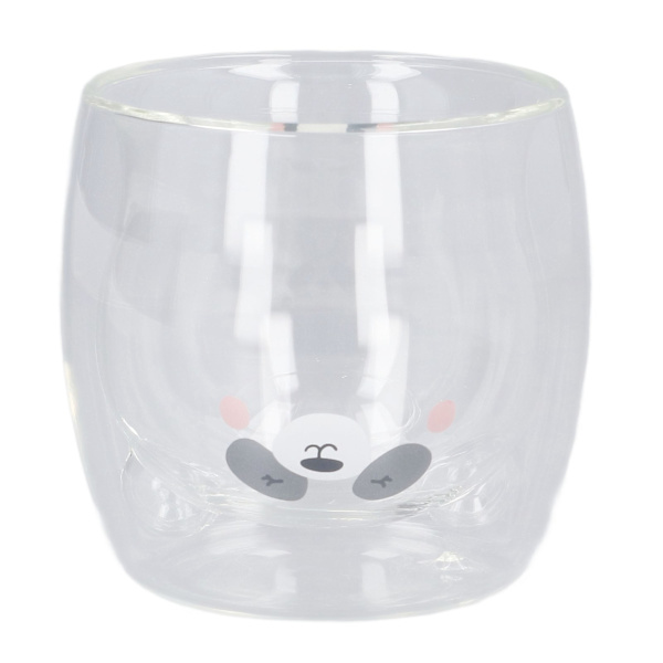 Søt dobbeltvegget glasskrus 250ML varmebestandig bjørneutseende kaffeglasskopp for hjemmekontorbiblioteksgaver Smile Bear