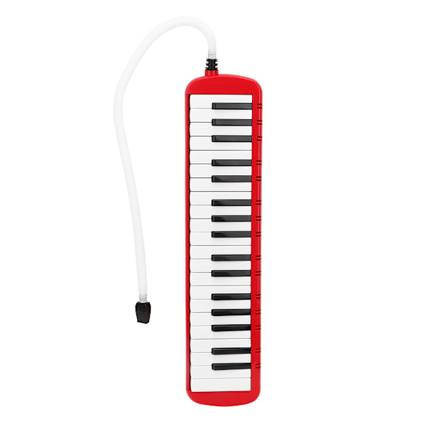 37 pianotangenter Melodica musikinstrument för nybörjare med bärväska (röd)