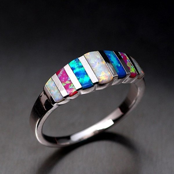 Kvinder Mode Multicolor Faux Opal Indlagt Finger Ring Bryllupsfest smykker gave US 9