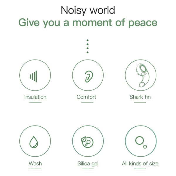 1 par silikonproppar för sömnbrusreducering Ljudisolerande brusreducerande Återanvändbara öronproppar Tredje generationens OD Grön