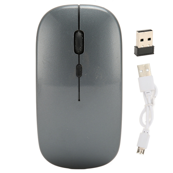Trådlös USB mus Uppladdningsbar Trådlös datormus med låg ljudnivå för arbete Studera Fritid Grå