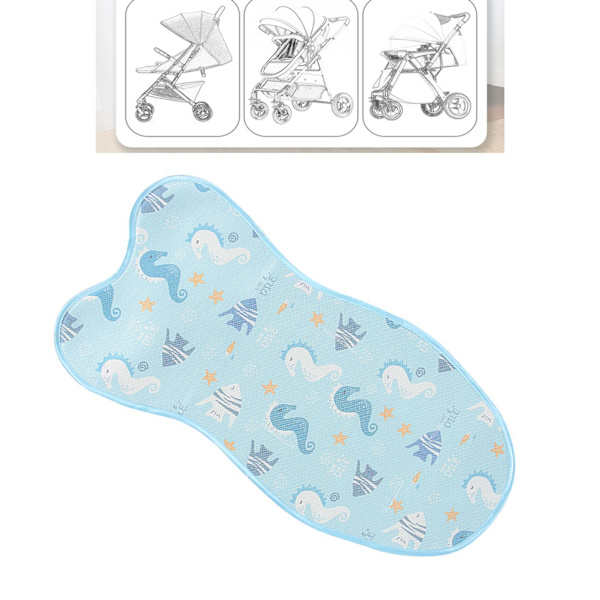 Babyvogn Kjølematte Sommer Is Kjøler Matte Pustende Sove Pute Pad Liner for Vogn Høy Stol Blå
