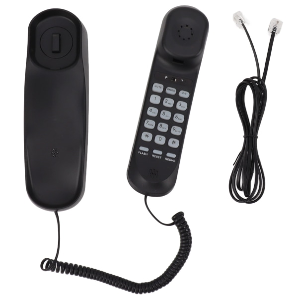 Telefon med ledning Multifunksjonell klar lyd Justerbart volum Veggmonterbar fasttelefon for hjemmehotellkontor Svart