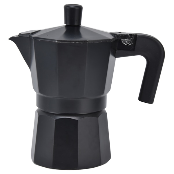 Alumiininen Moka-liesikahvinkeitin, korkean lämpötilan kestävä alumiininen kahvipannu, musta, 150 ml