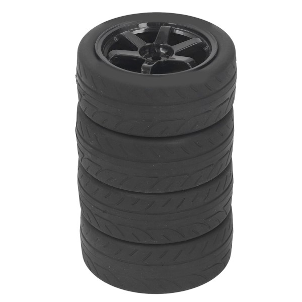 4 stk. RC Bil Dæk Gummi Plast Universal RC Bil Hjul til Tamiya TT01 TT02 XV01 XV02 1/10 Fjernstyret Køretøj Sort