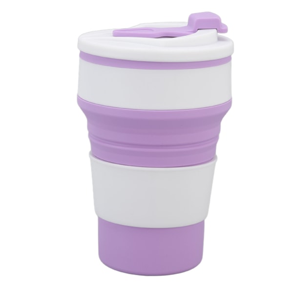500 ml:n taittuva kuppi, silikoni, kannettava, lämmönkestävä, vesijuoma, tee, kokoontaitettava kuppi ulkoilmaan, työmatkalle, tummanvioletti 500 ml