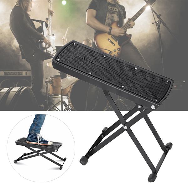 Gitarr Fotstöd Bärbar Klassisk Multi Block Justerbar och Pedal Fottyp Hylla (svart)