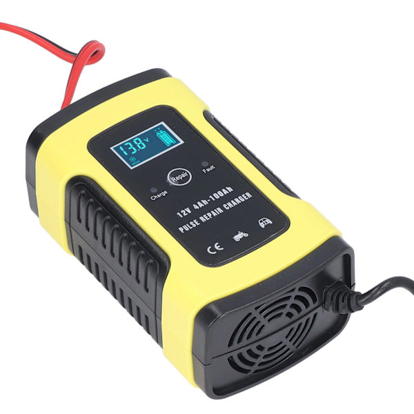12V 6A Bilbatteriladdare Tyst Kylfläkt Automatisk Batteriladdare för 4Ah till 100Ah Lastbilar Motorcyklar Trehjulingar