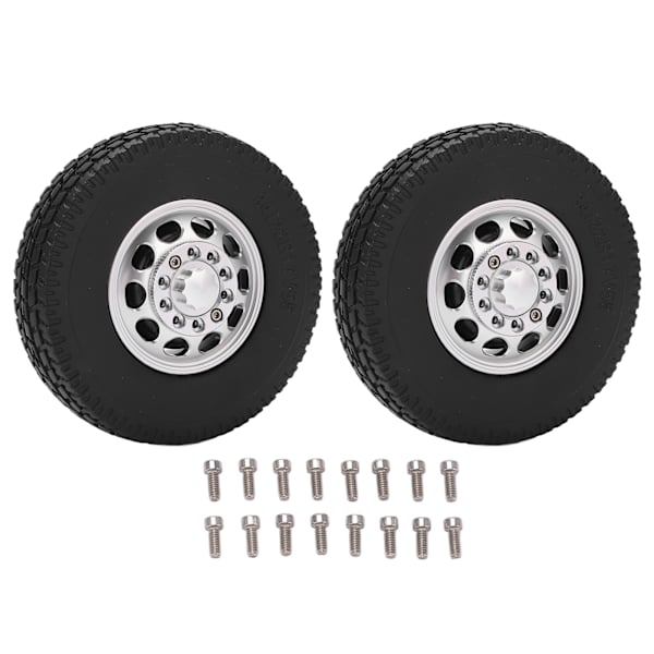2 stk. RC Bil Gummidæk Aluminium Legering Fornav med Gummidæk til Tamiya 1/14 Traktor Lastbil Forhjul