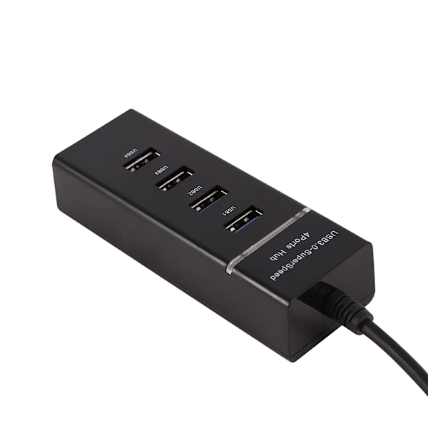 High Speed ​​4 Port USB 3.0 Hub Converter Adapter Bærbar Extender til Macbook kortlæser Sort