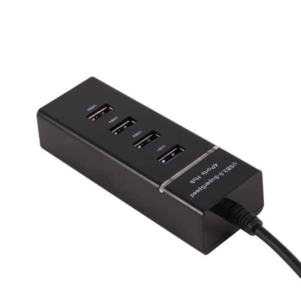 Høyhastighets 4-porter USB 3.0 Hub Converter Adapter Bærbar Extender for Macbook Kortleser Svart