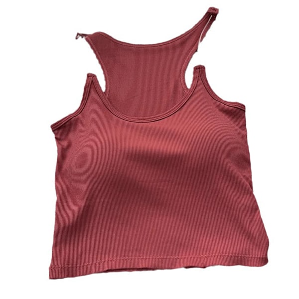 Dam Tanktop Enfärgad Mode Multifunktionell Vadderad Kort Topp för Sommar Brunröd Fri Storlek