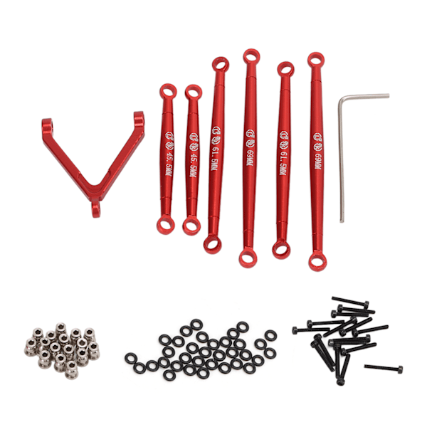 Metallinen Linkage Pull Rod Tie Rod -sarja AXIAL SCX24 1/24 kauko-ohjattavan auton kuoren osille Punainen
