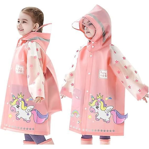 Børne Unicorn Pink letvægts regnfrakke - genanvendelig, størrelse L (5-6 år)