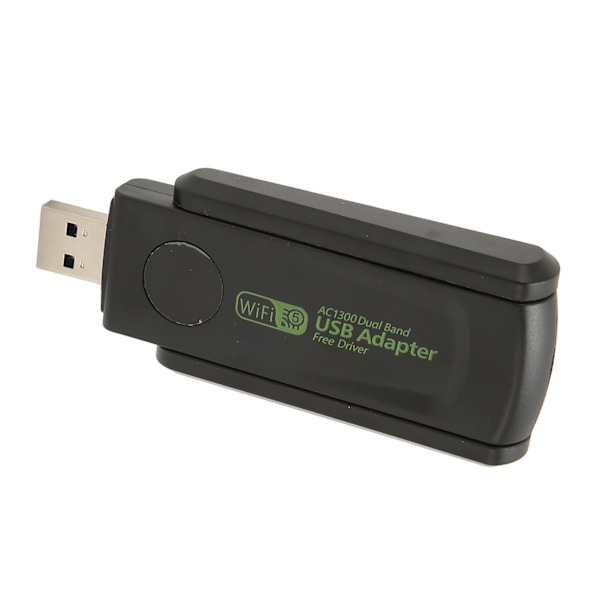 Trådløs nettverkskortadapter 1300 Mbps 2.4G 5G Dual Band Dobbel Antenne USB3.0 WiFi Adapter for PC