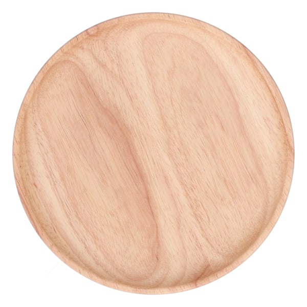 Rund serveringsbrett i gummitre for middag, te, frukt, snacks og matlagring, 20 cm