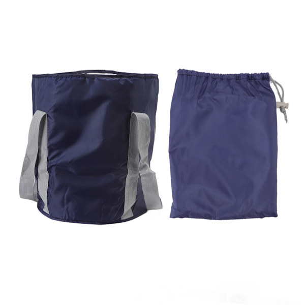 Sammenklappelig Fodbad Polyester Dobbelt Lag Sammenklappelig Camping Spand Med Opbevaringspose Til Udendørs Marineblå
