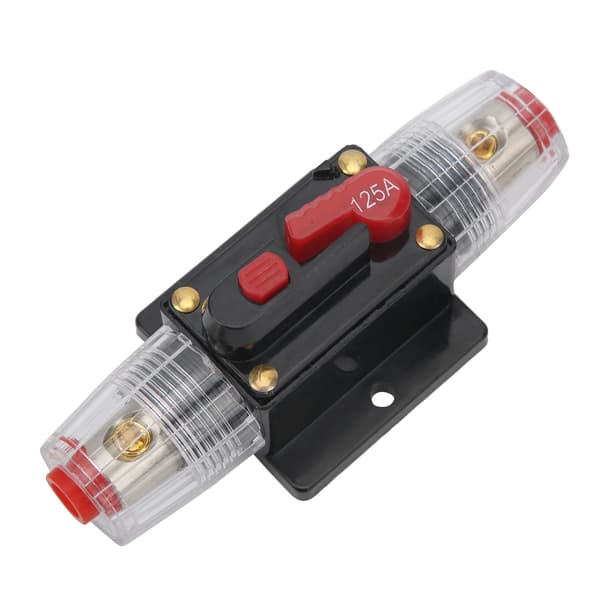 12V 24V 125A Stereo Audio Strømafbryder Selvgendannelsessikring Inline Holder Bil Båd