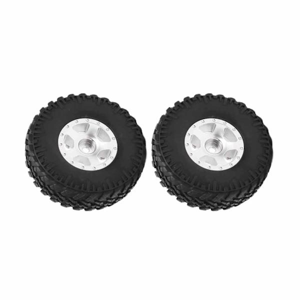 2 STK Metallfelger Dekksett for Axial SCX24 90081 1/24 RC Crawler Bil Oppgraderingsdeler Sølv