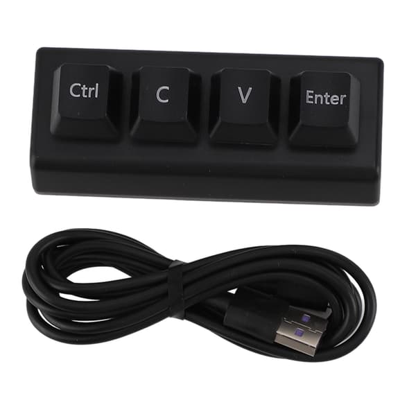 Programmerbart tastatur 4 taster understøtter NKRO rød switch Ctrl C V Enter Mini mekanisk tastatur til gaming kontor medier sort