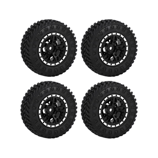4 stk. 55 mm Forreste Bageste Gummidæk og 5 Egers Metal Fælgsæt til AXIAL SCX24 1/24 RC Bil Sort
