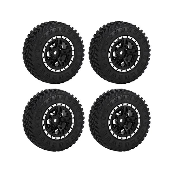 4st 55mm Främre Bakre Gummidäck och 5-ekrade Metallfälgar Set för AXIAL SCX24 1/24 RC Bil Svart