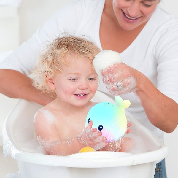 Whale Spray Simbassängleksak för baby - Vattentät och säker design - Upplyst rolig badleksak för 0-6 månader