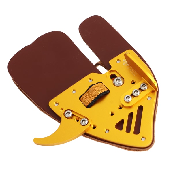 Bueskyting Fingerbeskyttelse Bueskyting Fingerbeskytter Fingre Beskyttelse for Utendørs Skyting Recurve Bue Integrert Design Gullbrunt Lær L