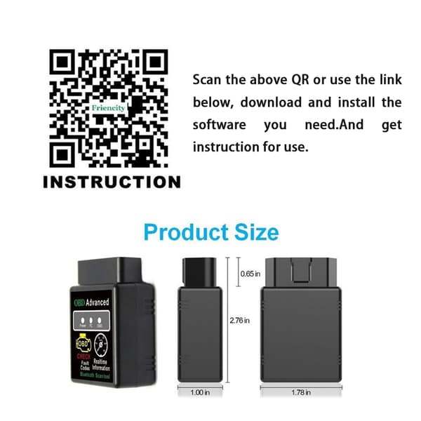 V02H2-1 Bluetooth OBD2 Bilscanning Automatiskt Identifieringsscanner